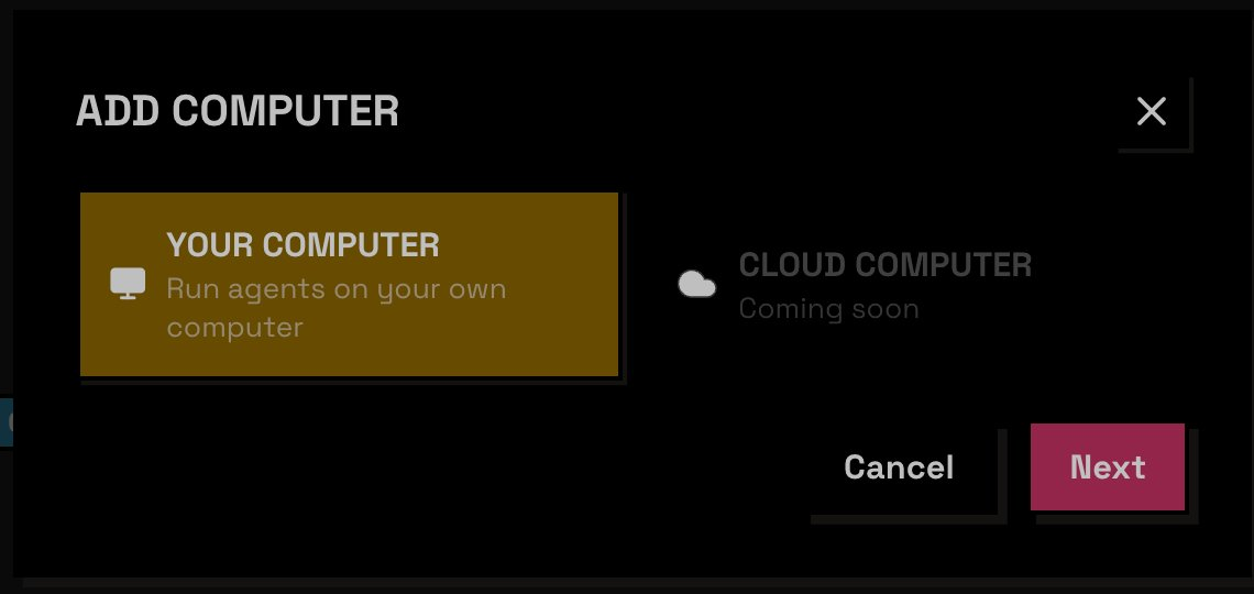 ADD COMPUTER 弹窗截图——只能选 YOUR COMPUTER，CLOUD COMPUTER 写着 Coming soon